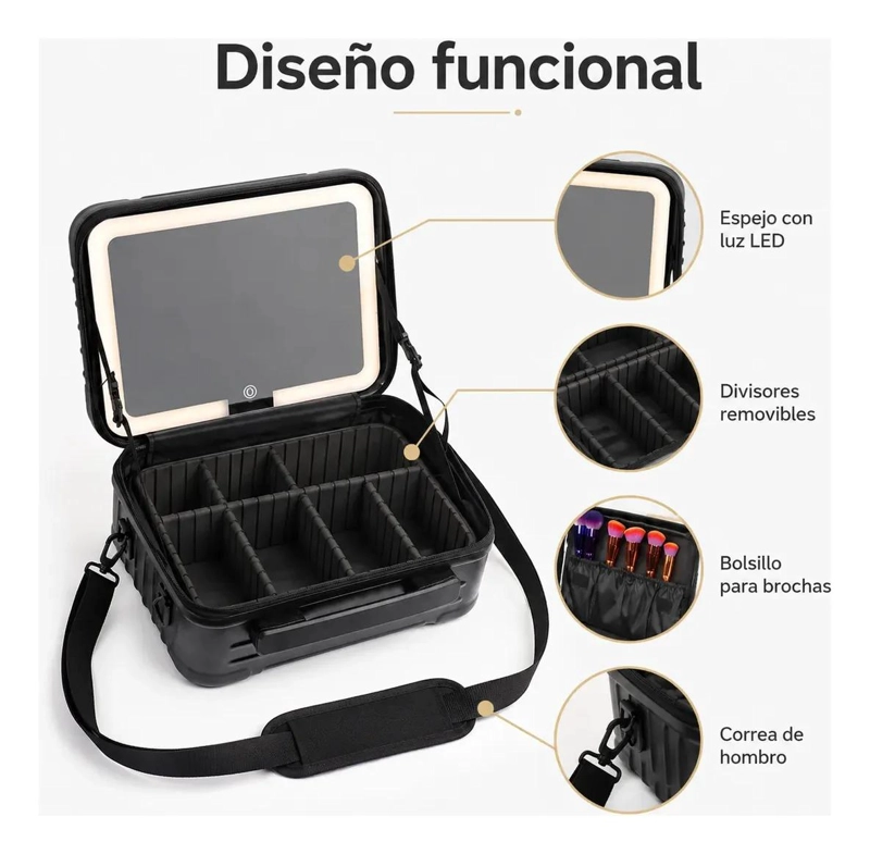 ORGANIZADOR DE MAQUILLAJE CON ESPEJO LED REGULABLE PARA COSME TICOS - 4