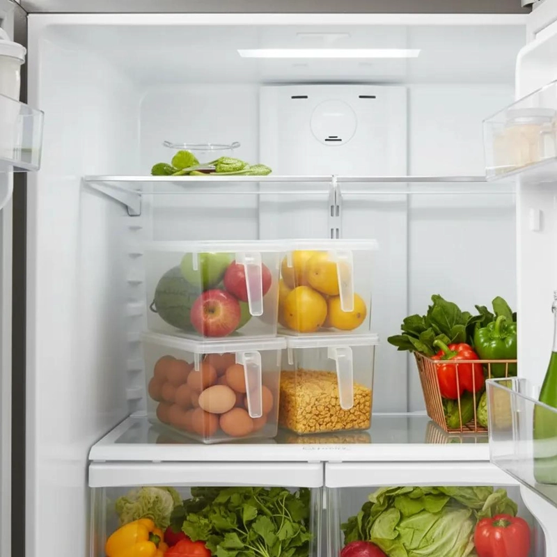 CAJA ORGANIZADORA TRANSPARENTE PARA REFRIGERADOR Y COCINA CON TAPA - 3