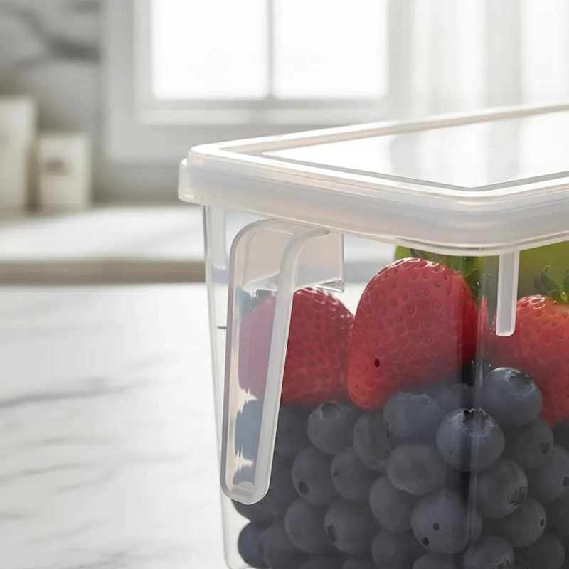 CAJA ORGANIZADORA TRANSPARENTE PARA REFRIGERADOR Y COCINA CON TAPA - 4