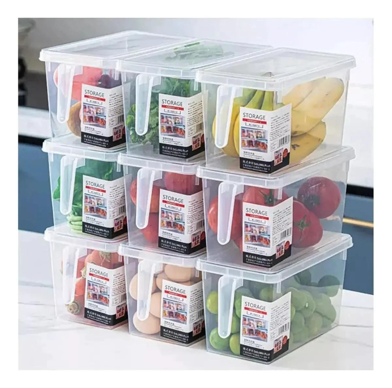 CAJA ORGANIZADORA TRANSPARENTE PARA REFRIGERADOR Y COCINA CON TAPA - 5
