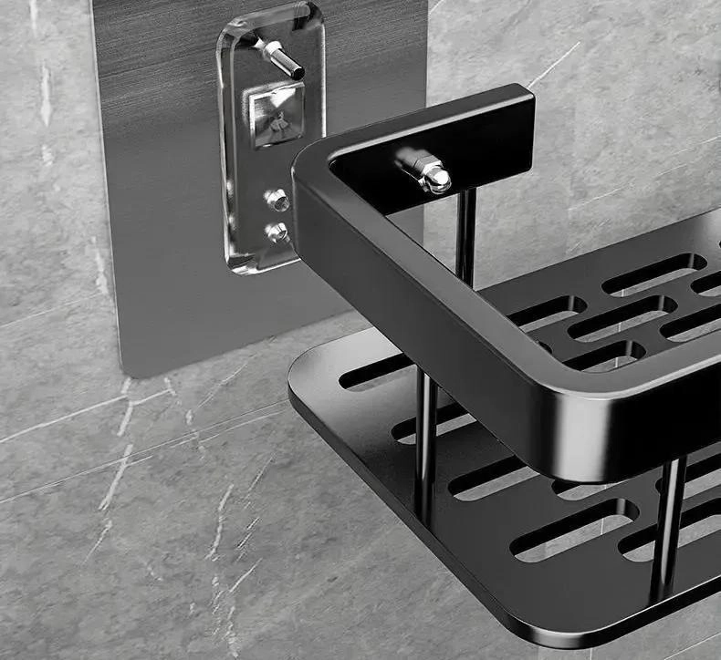 SET DE 2 REPISAS ADHESIVAS NEGRAS PARA ORGANIZAR DUCHA Y BAÑO - 4
