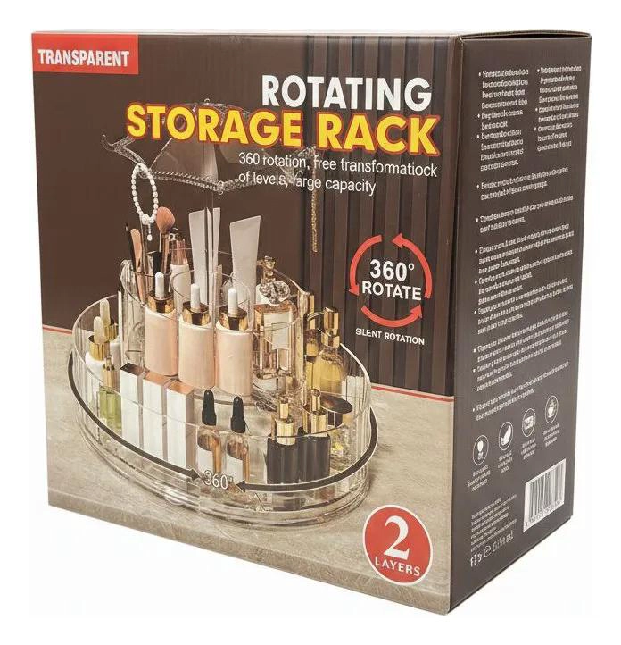ORGANIZADOR GIRATORIO PARA MAQUILLAJE CON 8 COMPARTIMENTOS TRANSPARENTES - 5