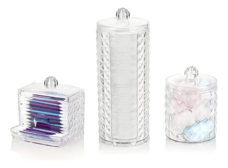 ORGANIZADOR DE MAQUILLAJE DE 3 PIEZAS PARA ALGODON Y HISOPOS - 1