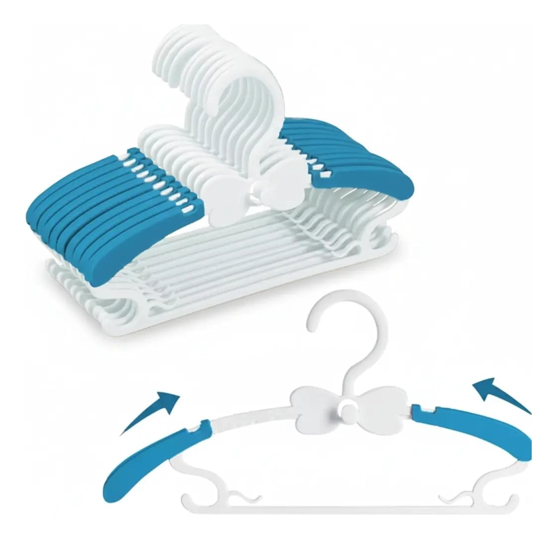 SET DE 10 PERCHAS AJUSTABLES PARA ROPA DE NIÑOS Y BEBE S CON DISEÑO EXPANSIBLE - 1
