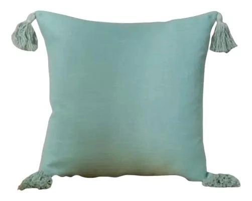 PACK DE 2 FUNDAS DE COJIN DE LINO CON POMPONES 45X45 CM COLORES VARIADOS - 2