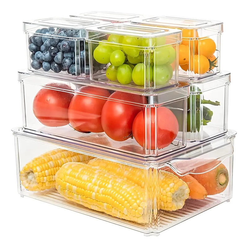 ORGANIZADOR PARA REFRIGERADOR CON 7 CONTENEDORES Y TAPAS TRANSPARENTES - 2