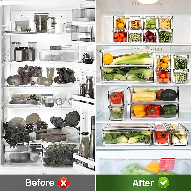 ORGANIZADOR PARA REFRIGERADOR CON 7 CONTENEDORES Y TAPAS TRANSPARENTES - 4