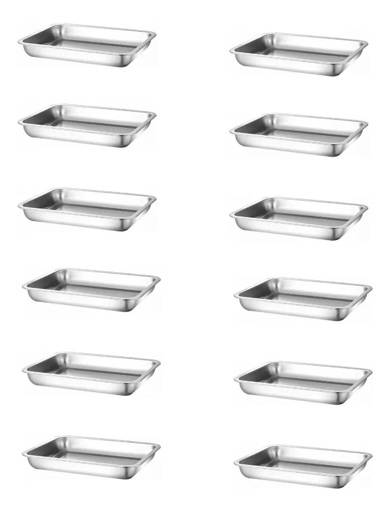 PACK DE 12 BANDEJAS PARA HORNO EN ACERO INOXIDABLE 36X27X2 CM - 1