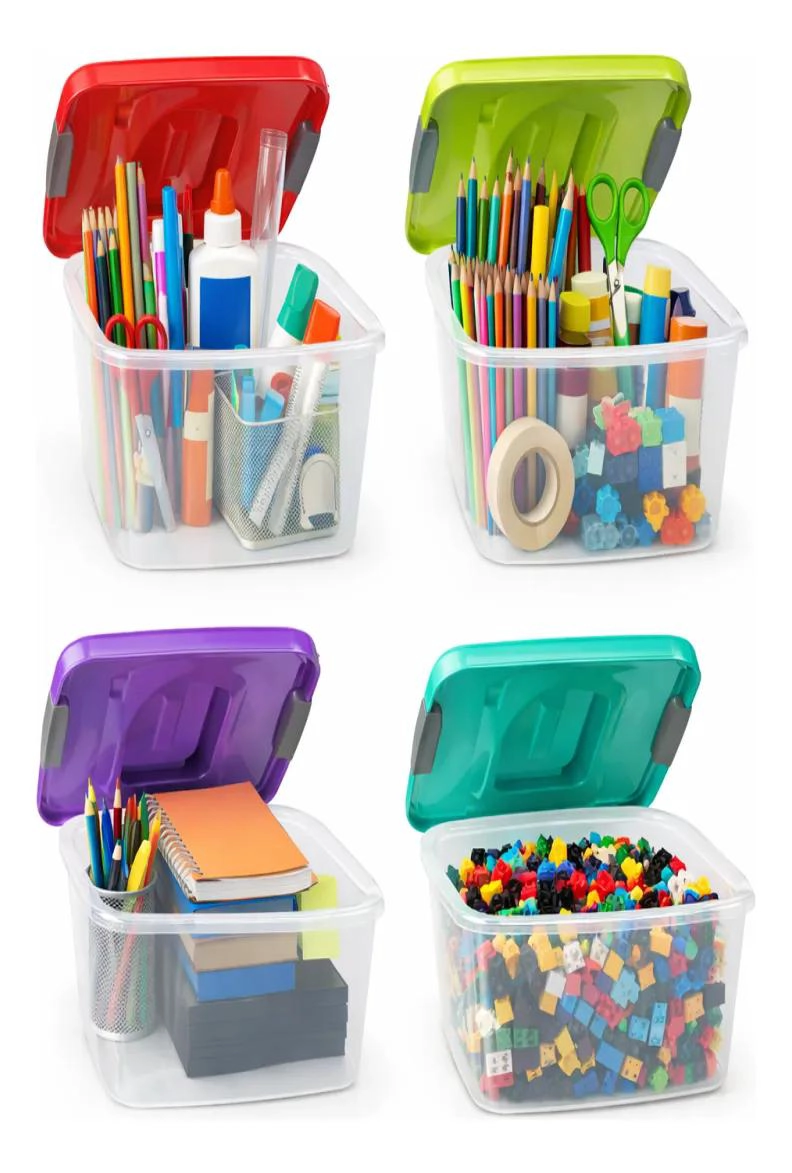 CAJA PLASTICA ORGANIZADORA TRANSPARENTE CON TAPA COLOR 6 LITROS - 2