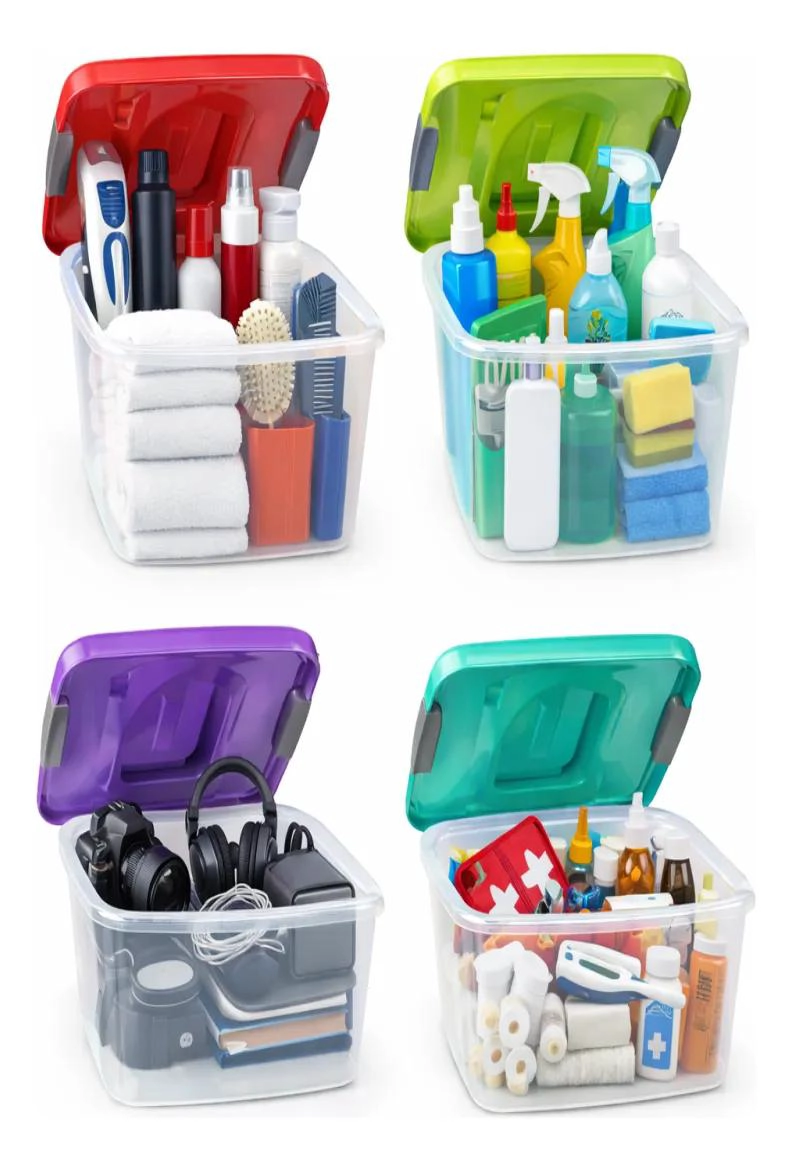 CAJA PLASTICA ORGANIZADORA TRANSPARENTE CON TAPA COLOR 6 LITROS - 3