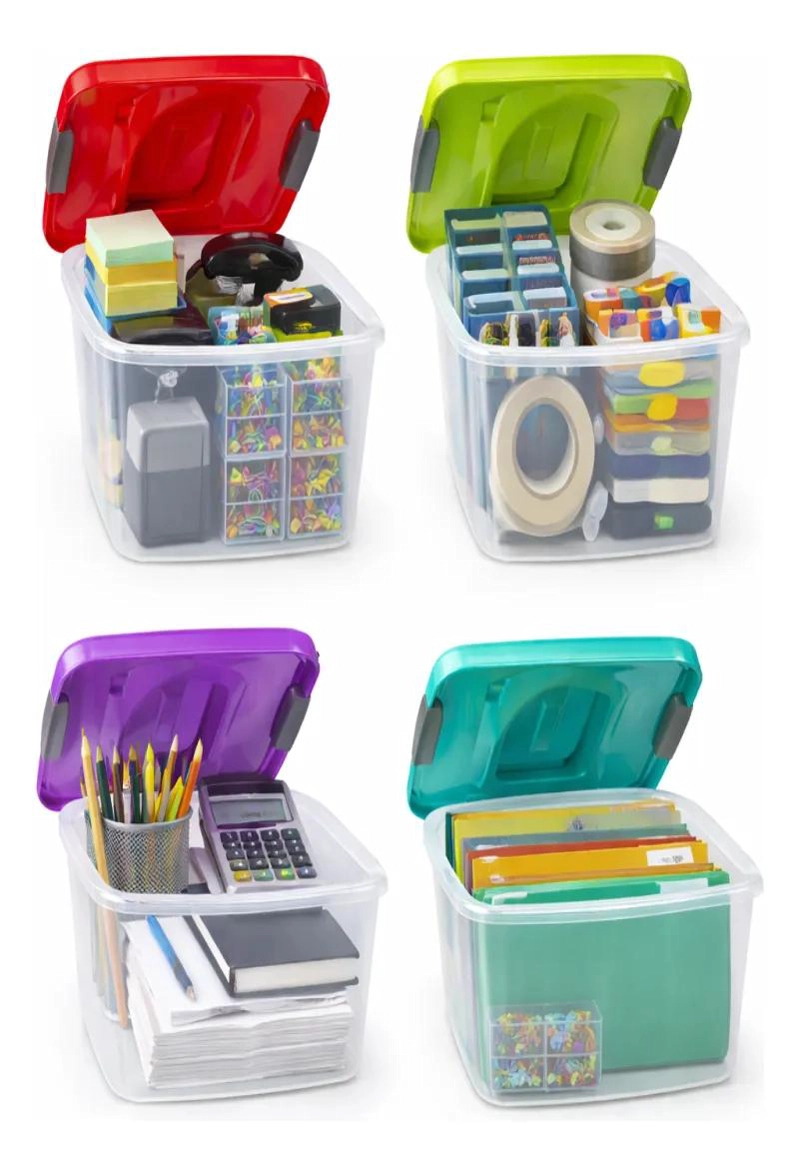 CAJA PLASTICA ORGANIZADORA TRANSPARENTE CON TAPA COLOR 6 LITROS - 4