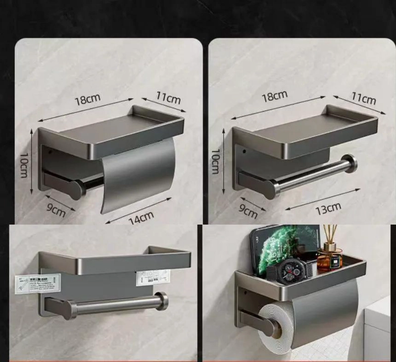 SOPORTE METALICO PARA PAPEL HIGIE NICO CON ORGANIZADOR PARA BAÑO - 1