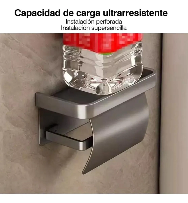 SOPORTE METALICO PARA PAPEL HIGIE NICO CON ORGANIZADOR PARA BAÑO - 4