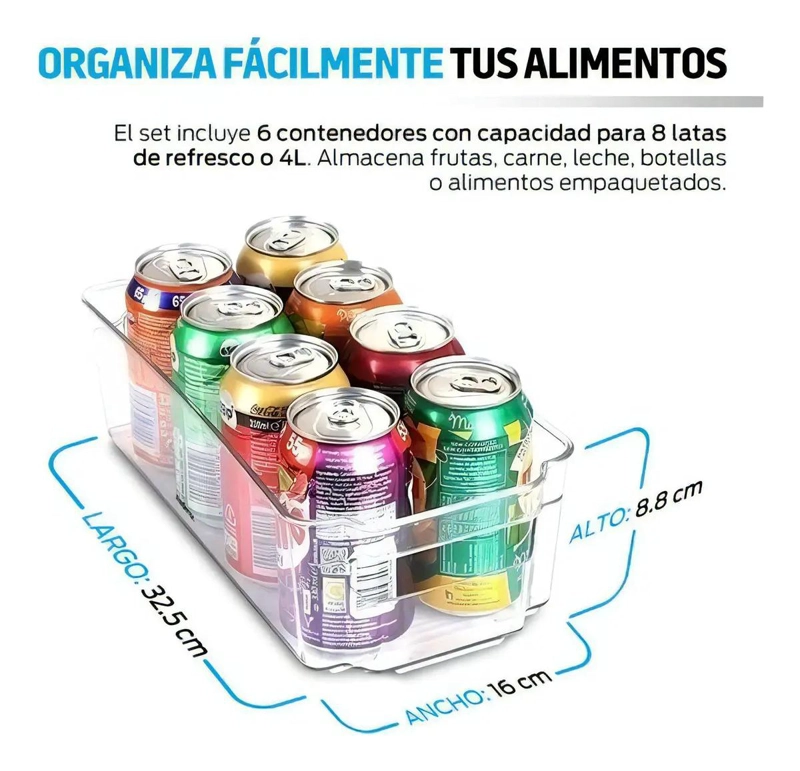 SET DE 6 ORGANIZADORES PARA REFRIGERADOR Y ALACENA DE COCINA - 4