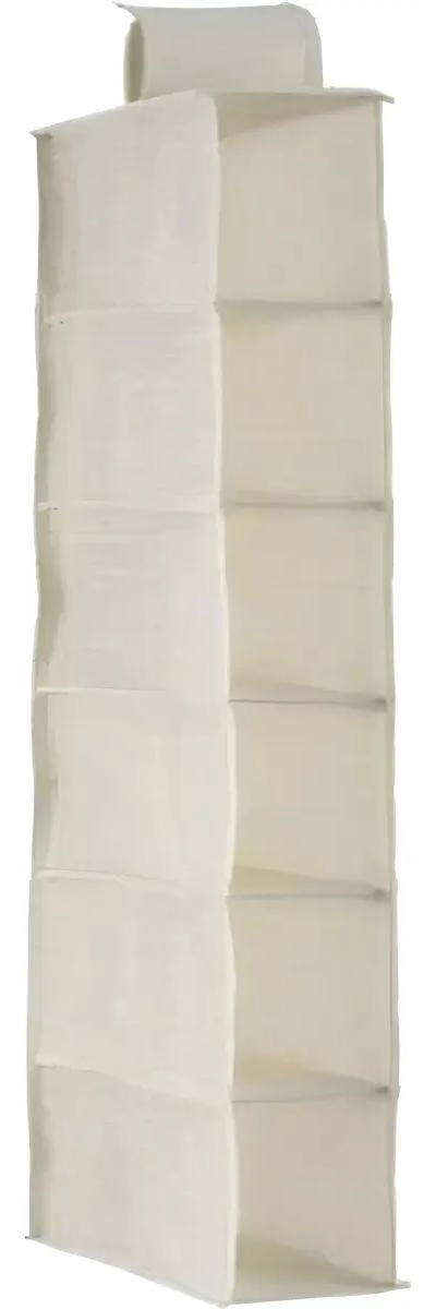 ZAPATERO COLGANTE PARA 6 PARES EN TELA BEIGE CON DISEÑO ACORDEON - 1