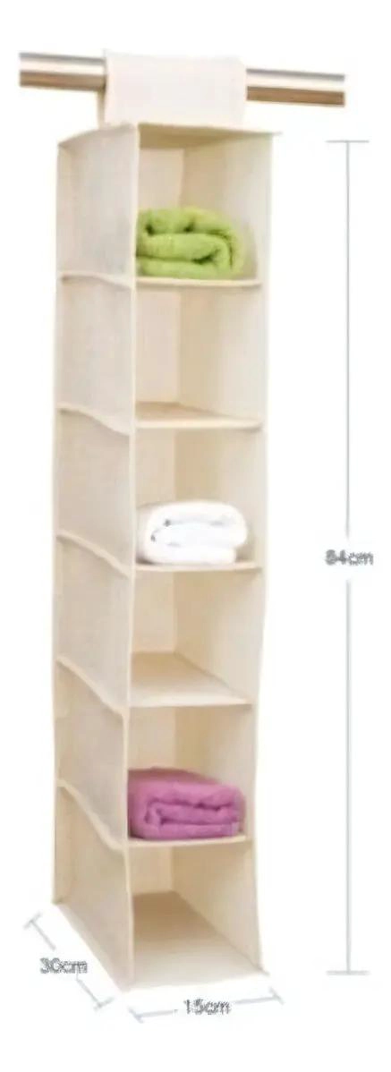 ZAPATERO COLGANTE PARA 6 PARES EN TELA BEIGE CON DISEÑO ACORDEON - 3