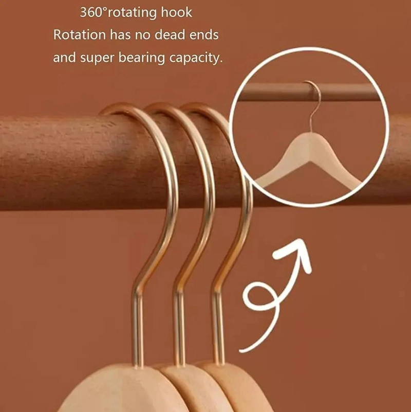 SET DE 50 COLGADORES DE ROPA DE MADERA CON DISEÑO ANTIDESLIZANTE - 2