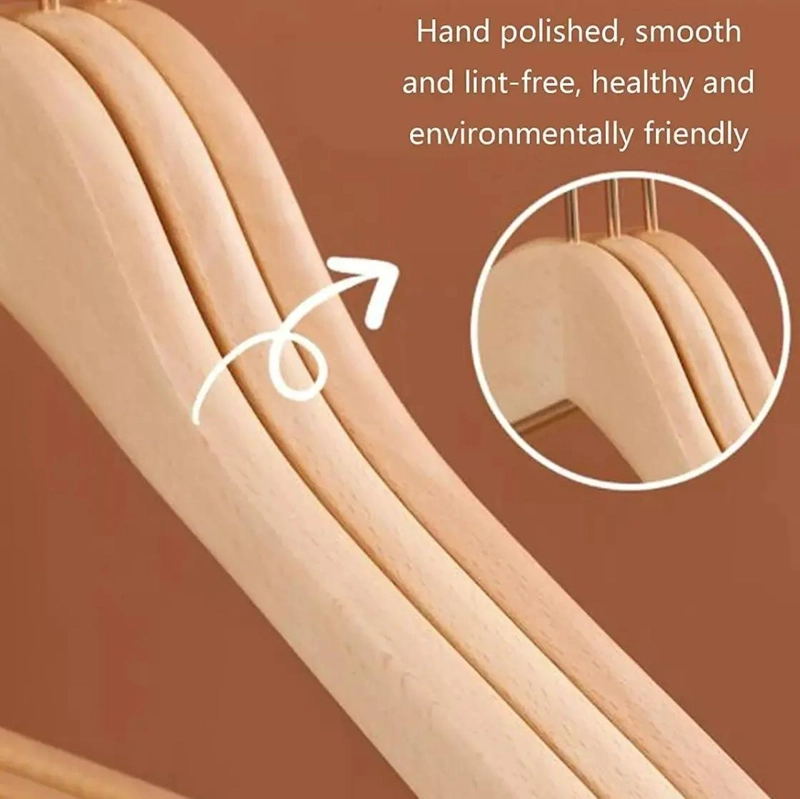 SET DE 50 COLGADORES DE ROPA DE MADERA CON DISEÑO ANTIDESLIZANTE - 5