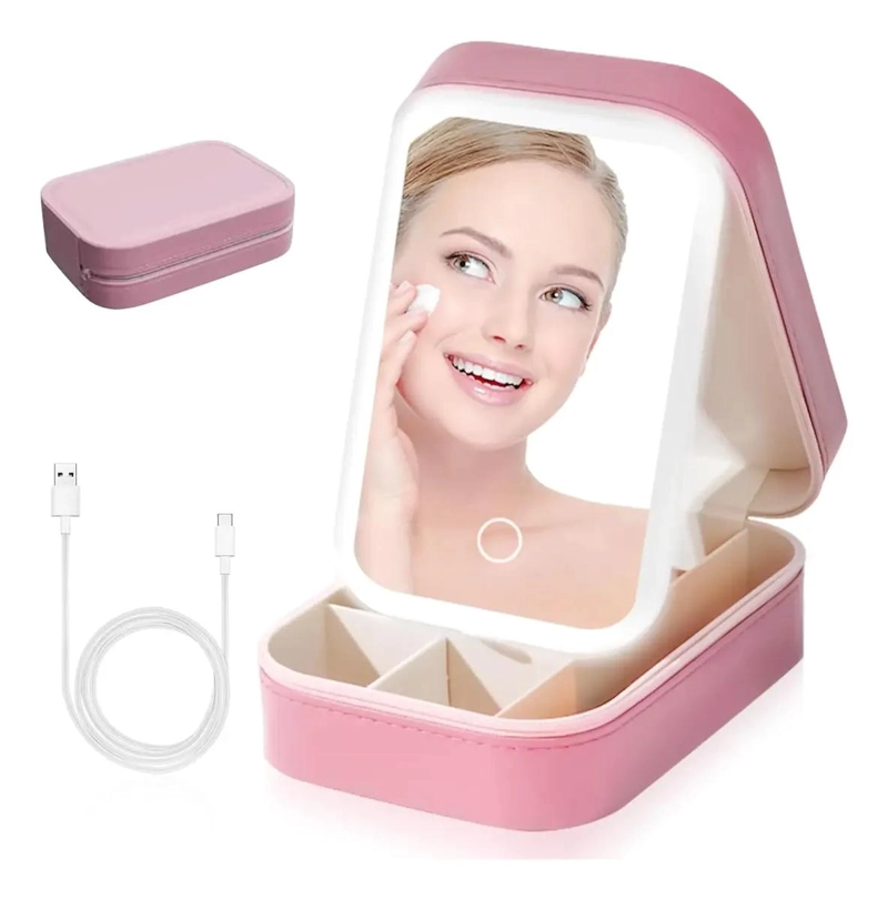 ESTUCHE COSME TICO CON ESPEJO Y LUZ LED PARA MAQUILLAJE - 1