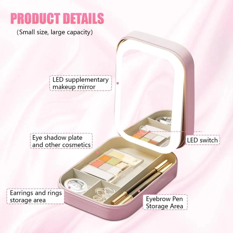 ESTUCHE COSME TICO CON ESPEJO Y LUZ LED PARA MAQUILLAJE - 5
