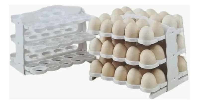 BANDEJA ORGANIZADORA PLEGABLE PARA 60 HUEVOS CON DISEÑO UNIVERSAL - 1