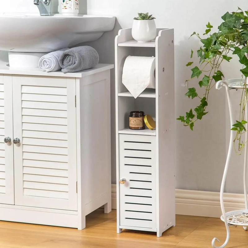 ARMARIO ESTRECHO INDEPENDIENTE PARA BAÑO CON ORGANIZADOR DE MADERA - 1