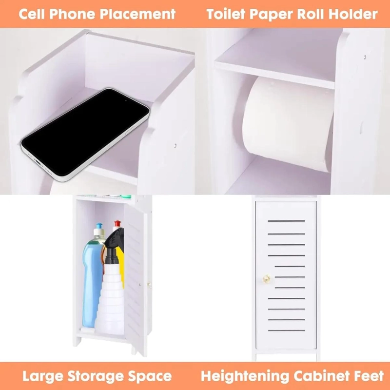 ARMARIO ESTRECHO INDEPENDIENTE PARA BAÑO CON ORGANIZADOR DE MADERA - 4