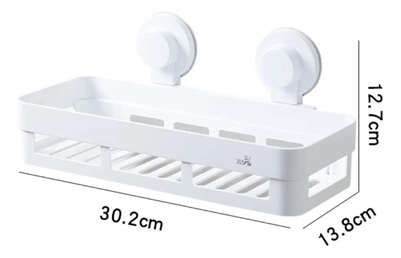 ESTANTE PARA BAÑO CON VENTOSAS SIN NECESIDAD DE TALADRAR COLOR BLANCO - 2