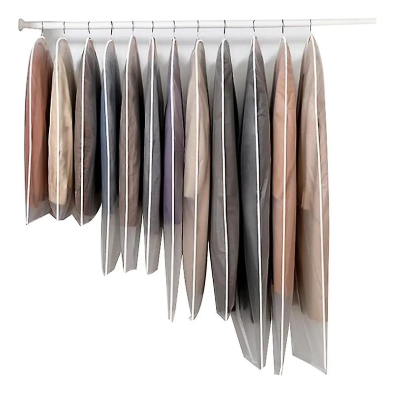 SET DE 12 BOLSAS TRANSPARENTES PARA CUBRIR TRAJES Y COLGAR EN CLOSET 60X120 CM - 1