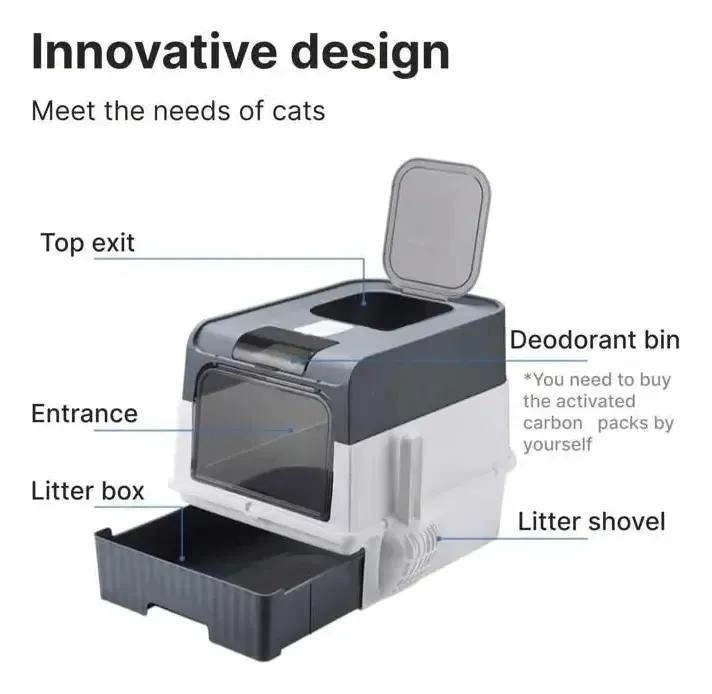 ARENERO CERRADO PARA GATOS CON SISTEMA ANTIOLOR Y BANDEJA COMODA - 4