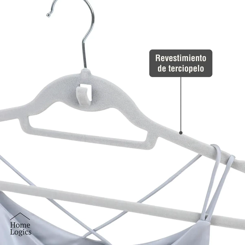 SET DE 30 COLGADORES ANTIDESLIZANTES PARA ROPA CON ACABADO VELVET - 2