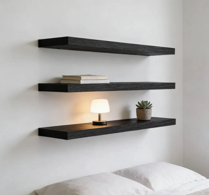 SET DE 3 ORGANIZADORES DE MADERA COLOR NEGRO CON DISEÑO MODERNO - 2