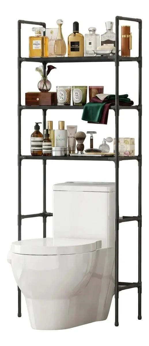 ESTANTE ORGANIZADOR PARA BAÑO CON DISEÑO MODERNO EN COLOR NEGRO - 1