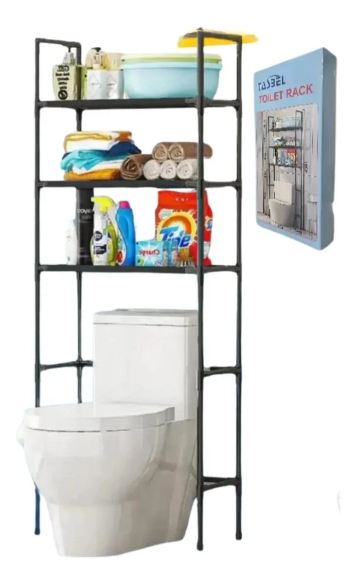 ESTANTE ORGANIZADOR PARA BAÑO CON DISEÑO MODERNO EN COLOR NEGRO - 5