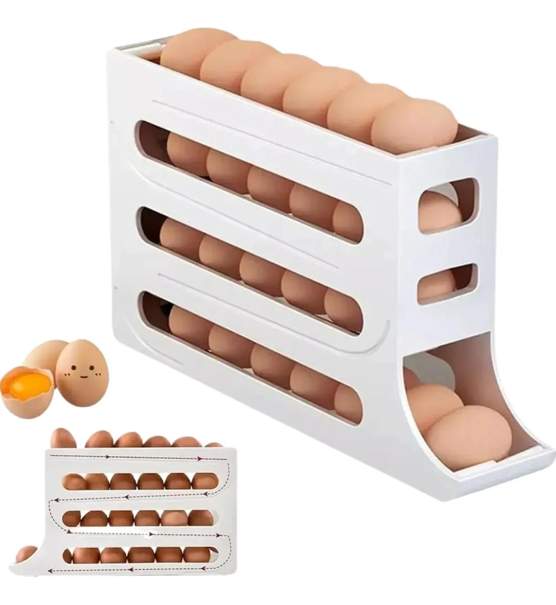 ORGANIZADOR PARA 30 HUEVOS CON DISPENSADOR PARA REFRIGERADOR Y COCINA - 1