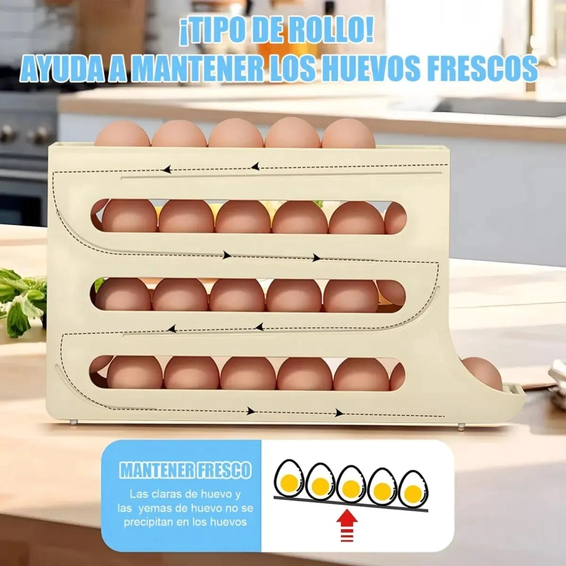 ORGANIZADOR PARA 30 HUEVOS CON DISPENSADOR PARA REFRIGERADOR Y COCINA - 2