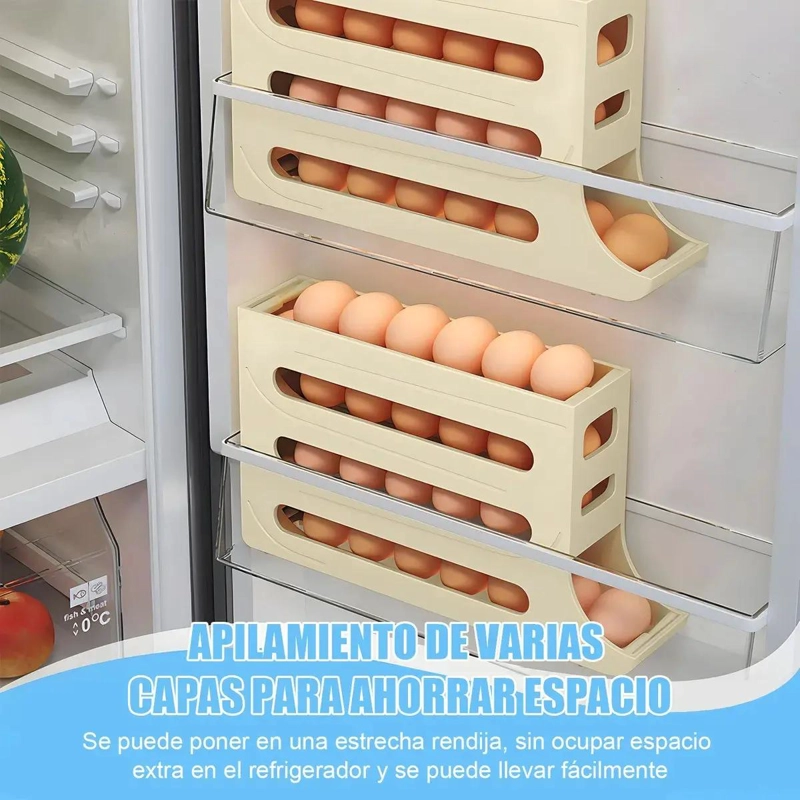 ORGANIZADOR PARA 30 HUEVOS CON DISPENSADOR PARA REFRIGERADOR Y COCINA - 4