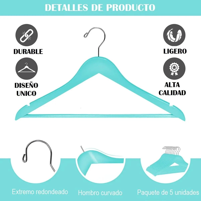 SET DE 10 COLGADORES PLASTICOS PARA ROPA RESISTENTES Y DURADEROS - 5