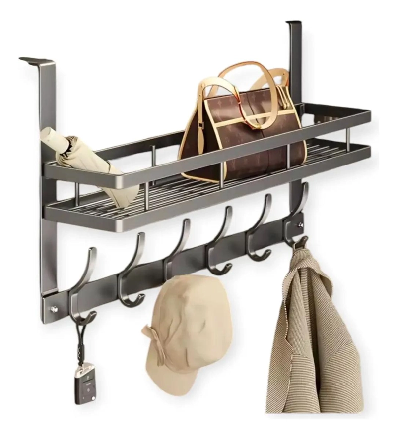 ORGANIZADOR COLGANTE PARA PUERTA CON REPISA Y PERCHERO MULTIUSOS - 1