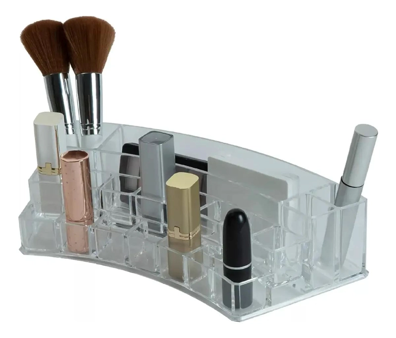 ORGANIZADOR ACRILICO PARA MAQUILLAJE CON 18 COMPARTIMENTOS PARA LABIALES - 1