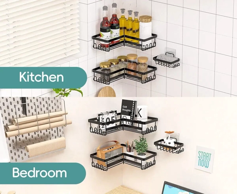 SET DE 3 ORGANIZADORES ADHESIVOS PARA DUCHA Y BAÑO CON JABONERA - 2