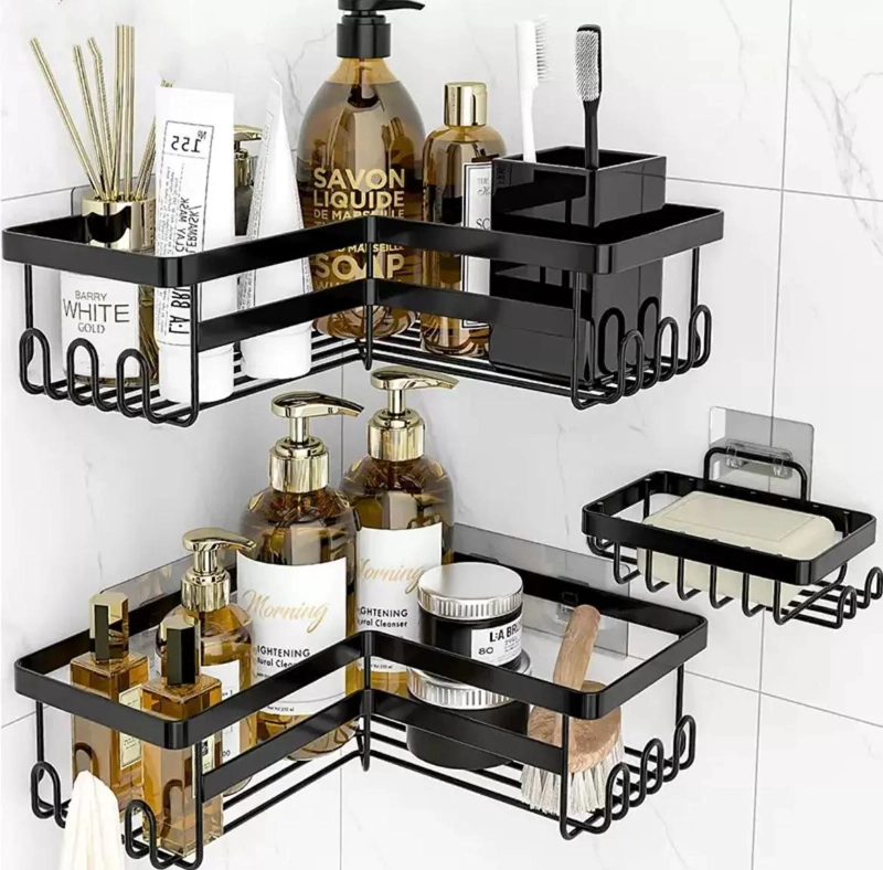SET DE 3 ORGANIZADORES ADHESIVOS PARA DUCHA Y BAÑO CON JABONERA - 4