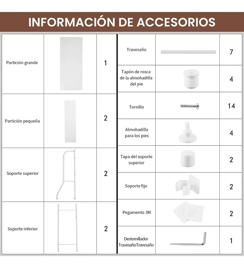 ESTANTE ORGANIZADOR PARA BAÑO CON 3 NIVELES Y REPISAS BLANCAS - 3