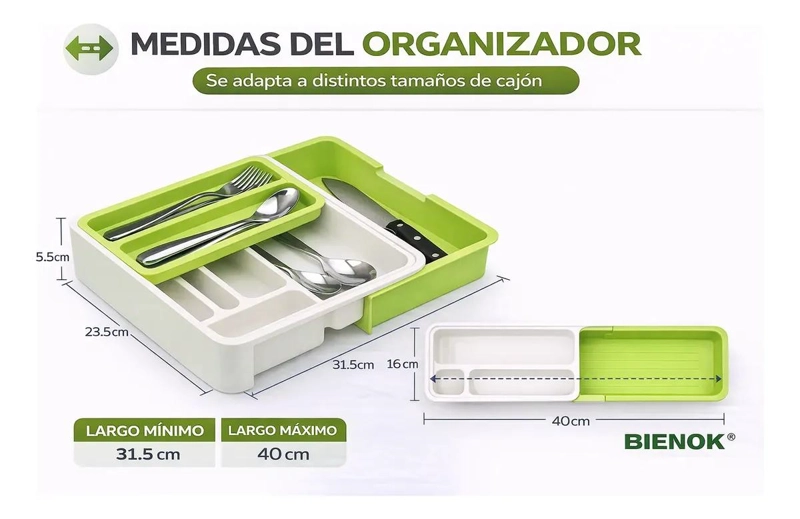 ORGANIZADOR EXTENSIBLE DE CUBIERTOS PARA CAJONES DE COCINA - 5