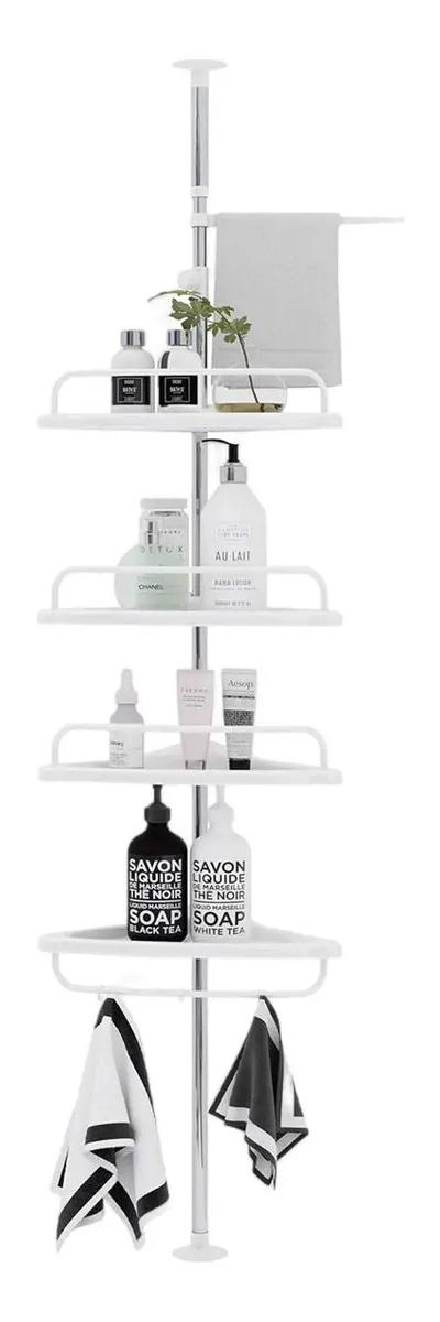 ESQUINERO ORGANIZADOR PARA BAÑO EN ACERO INOXIDABLE BLANCO - 1