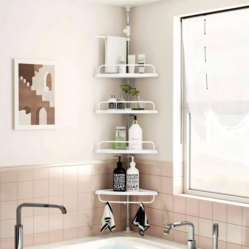 ESQUINERO ORGANIZADOR PARA BAÑO EN ACERO INOXIDABLE BLANCO - 4