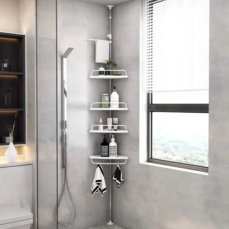 ESQUINERO ORGANIZADOR PARA BAÑO EN ACERO INOXIDABLE BLANCO - 5