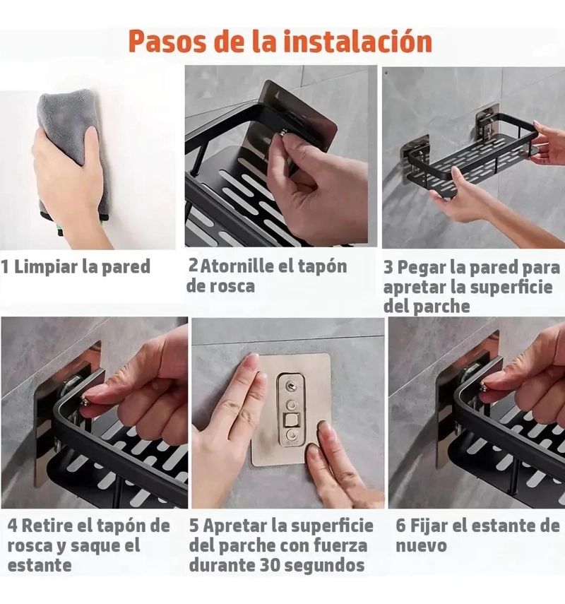 SET DE 2 REPISAS ADHESIVAS PARA ORGANIZAR BAÑO Y DUCHA - 3