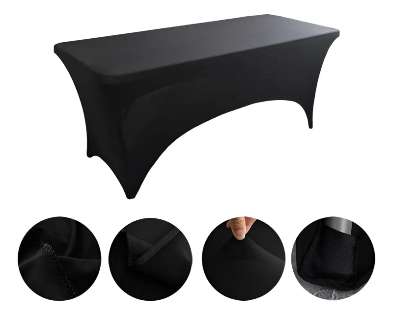 FUNDA PARA MANTEL RECTANGULAR DE SPANDEX NEGRO 180X75 CM HIPOALERGE NICA - 1