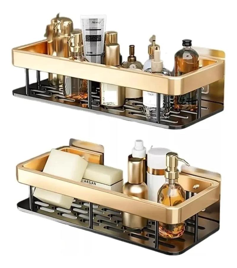 SET DE 2 ORGANIZADORES ADHESIVOS PARA DUCHA CON JABONERA Y REPISA - 1